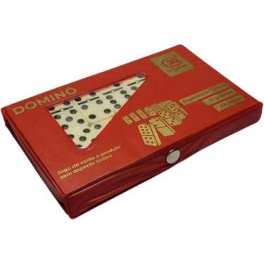 Imagem de Dominó Profissional Osso Estojo 28 Peças Double Six Jogo 8mm Vermelho 