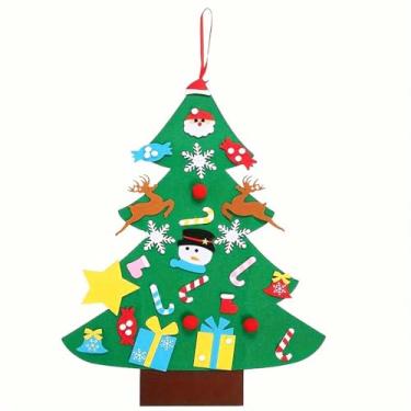 Imagem de Topnradym Árvore de Natal de feltro DIY com ornamentos, árvore de Natal de feltro de 0,9 m para presentes de Natal e decoração de pendurar na porta de Natal (1 pacote)