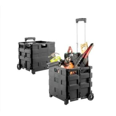 Imagem de Carrinho Dobrável Multiuso Portátil Vira Maleta Cesto Feira