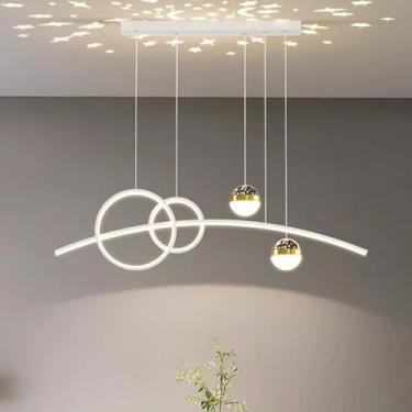 Imagem de Decoração para casa Sala de jantar Luminária pendente Luzes Iluminação interna Luminária de teto Luminária pendente Lustre Lâmpadas para sala de estar (Cor: Branco Tamanho B, Tamanho: RC Esc