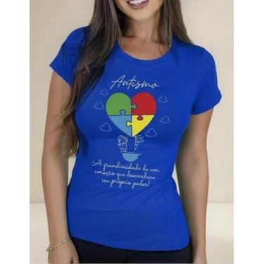 Imagem de Camiseta Camisa Adulto Feminina Masculina Algodão Campanha Abril Azul 