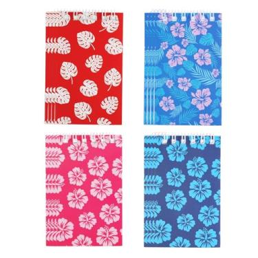 Imagem de 24un Mini Cadernos Havaianos, 4 Estilos 6x10cm Azul e Rosa Tema de Desenho Animado Cadernos Espirais Coloridos Material Escolar para Meninas e Meninos