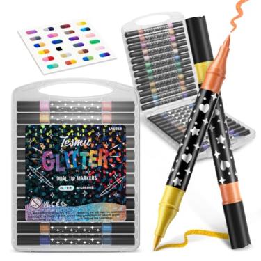 Imagem de Caneta Marcadora Dupla Ponta com Glitter Metálico Brilhante - 24/48/72//96 Cores - Para Arte, Escola, Planner e Desenho (48)