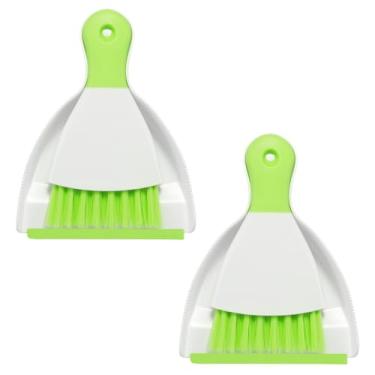 Imagem de NACENA Conjunto de 2 mini pá de lixo e escova, conjunto de vassoura pequena e pá de poeira e mini vassoura de mão, conjunto compacto para mesa doméstica, teclados, sofá, cozinha, animais de estimação