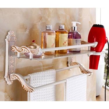 Imagem de Suportes para secador de cabelo, toalheiro europeu esculpido prateleiras de banheiro espaço barras de toalha de alumínio A 60 cm (B 50 cm)