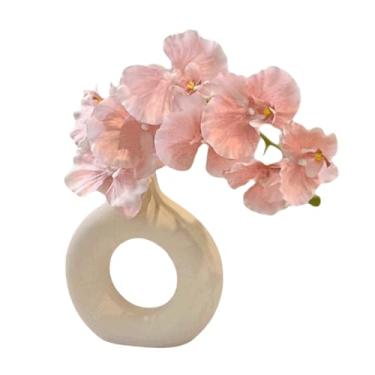 Imagem de PEKJI Orquídea Pu Flores Artificiais Decorativas Flores Artificiais em Vaso de Cerâmica para Centros de Mesa Arranjo Floral