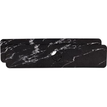 Imagem de CZZONG 2 peças tapete de torneira de pia de cozinha forte absorvente tapete absorvente antiderrapante tapete de pia de secagem rápida tapete de pia padrão de mármore alça coletor de gotejamento tapete