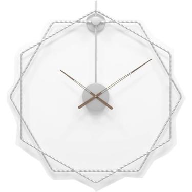 Imagem de WYUYIWH Relógio de parede arte moderna relógio de parede simples decoração de parede sem tique-taque relógios de parede de metal mudo para sala de estar cozinha quarto escritório decoração de parede