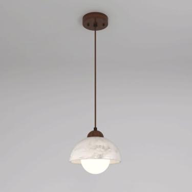 Imagem de YQSLQZZ Luminária pendente de mármore natural, lustre vintage para sala de jantar, iluminação decorativa de ilha de cozinha, luzes de teto suspensas para casa de fazenda, para mesa de jantar acima da