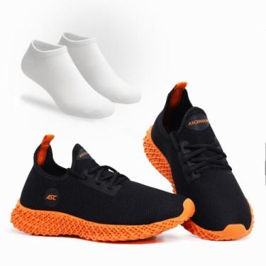 Imagem de Combo Tênis Masculino Esportivo Com Meia Perfeito para Caminhar, Trein