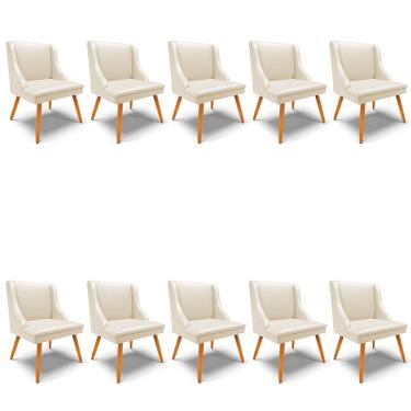 Imagem de Kit 10 Cadeiras de Jantar Liz  Corino Pes Palito Castanho D03 - D'Rossi
