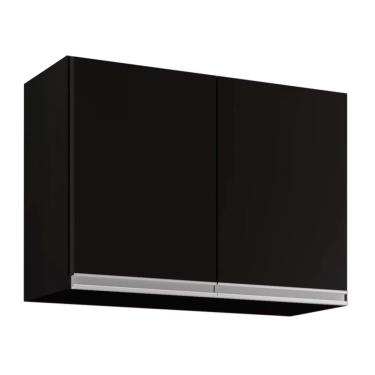 Imagem de Armário Aéreo de Cozinha Lavanderia 02 Portas Eva Preto 80 cm L06 - D'Rossi