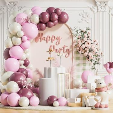 Imagem de Kit de arco de guirlanda de balões roxos e brancos, 129 peças, rosa, ameixa, 18, 12, 25, 12, 12, 12, 12 cm, balões de látex de 129 cm para casamento, aniversário, tema princesa, chá de bebê, decoração