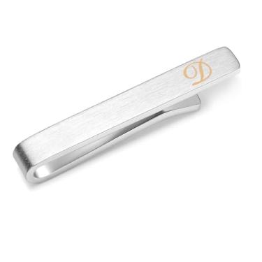 Imagem de HONEY BEAR 1,57/5.4 cm Barra de prendedor de gravata masculina com letra inicial do alfabeto para tamanho normal/gravata estreita skinny presente 5,4 cm/4 cm, Prata escovada, 5.4cm/4cm