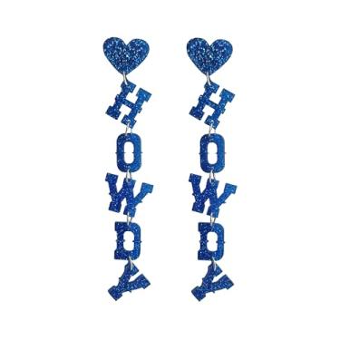 Imagem de Brincos pendentes com glitter Howdy Letter Western, cowgirl, chapéu de cowgirl, brincos para mulheres, homens, declaração de Howdy, joia para decoração de festa de concerto country, Zinco, Sem pedra