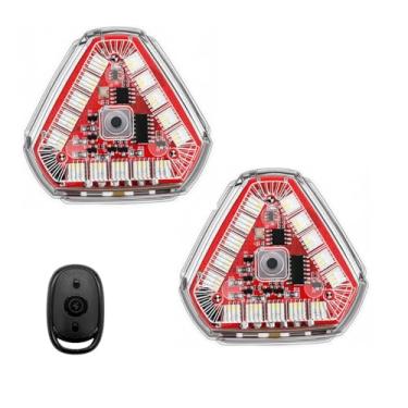 Imagem de BHBP Luz LED estroboscópica triangular, controle remoto, sem fio, para carro, mota, motocicleta, anticolisão, luz indicadora de sinal de aviso (2 peças)