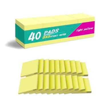 Imagem de Notas adesivas 7 x 7 cm, almofadas autoadesivas de cores amarelas, fáceis de colar para casa, escritório, notebook (40)
