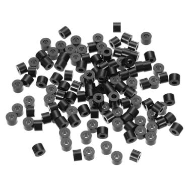 Imagem de ABS preto ID 3,2 mm, OD 7 mm, comprimento 6 mm, arruelas espaçadoras redondas de nylon, 120 peças porca de borracha de plástico não rosqueada para parafusos M3 tomada elétrica receptáculo de