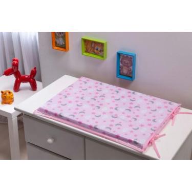 Imagem de Trocador para comoda de Bebê Rosa Céu Nuvens Estrela Lua Trocador de f