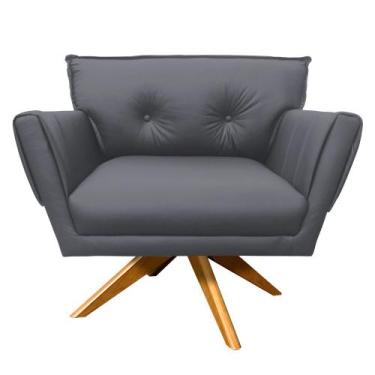 Imagem de Poltrona Decorativa Anitta material sintético Grafite Base Madeira MA3