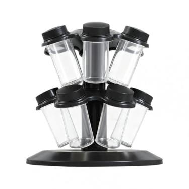 Imagem de Bothyi Prateleira giratória para temperos, organizador de temperos, suporte decorativo antiderrapante com potes vazios para despensa, armário, sala de