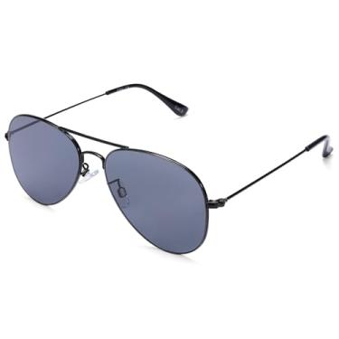 Imagem de Óculos de sol aviador para homens e mulheres, óculos escuros pequenos clássicos ao ar livre 100% proteção UV armação de metal, Preto, cinza, 55mm