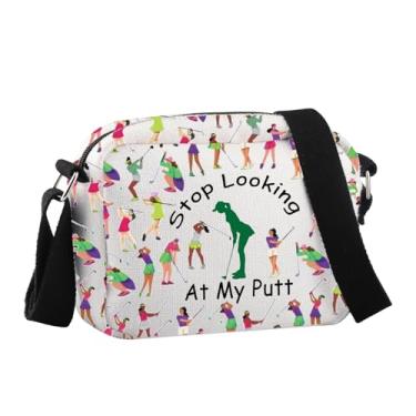 Imagem de JNIAP Bolsa tiracolo feminina para presente de golfe Stop Looking At My Putt, presente para amantes de golfe, festa de golfe