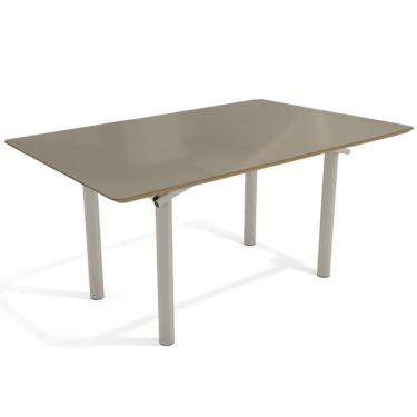 Imagem de Mesa P- Cozinha Elba Tampo Madeirado C- Vidro 160cm Niquel-freijo Bronze - Kappesberg