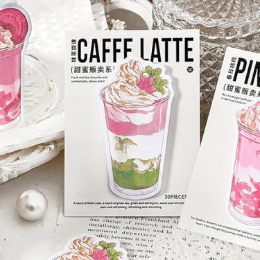 Imagem de Bloco de notas adesivas para escrever 30 folhas em forma de bebida creme, memorandos autoadesivos para estudo, escritório, escola, tabulação, suprimentos de festa, decoração de presente