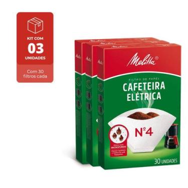 Imagem de Filtro Coador de Papel para Cafeteira Elétrica N4 Melitta 3cx com 30Un