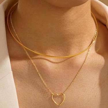 Imagem de Colar feminino banhado a ouro 14 K - Anel de disco de abelha em camadas, pingente de girassol, gargantilha delicada, corrente hipoalergênica, não mancha, presentes de aniversário personalizados, joias