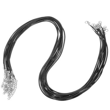 Imagem de 10 unidades de colar de couro, corrente e pulseira com fechos de lagosta para pingentes, colares de corda encerada preta para fazer joias faça você mesmo, suprimentos de miçangas, 1,5 mm