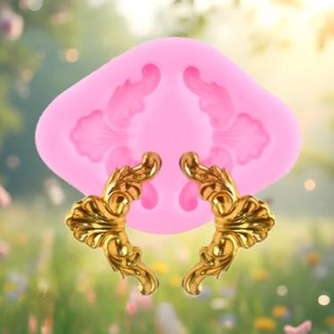 Imagem de Moldes de silicone estilo barroco Curlicues Moldes de fondant de renda vintage em relevo molde de flor para decoração de bolo topo de cupcake chocolate doce polímero argila pasta de goma