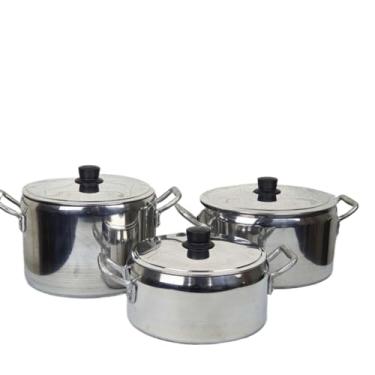 Imagem de Jogo de Panelas 3 Peças Kit Hotel em Alumínio Polido Reforçado com Tampas | Panelas Profissionais Brilhantes e Resistentes – Ideal para Feijoada e Uso Diário
