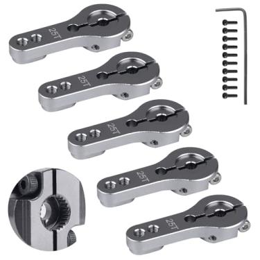 Imagem de 5 PCS FriHobby M3 25T Servo Horns Aluminum Servo Arms for Futaba Savox Axial HL HSP HD Xcore RC Crawler Car Truck Buggies Drift Racing Car Airplane-Silver