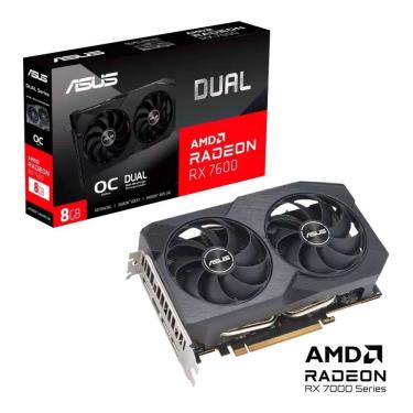 Imagem de Placa de Vídeo RX7600 ASUS AMD Dual Radeon, 8GB GDDR6 - 90YV