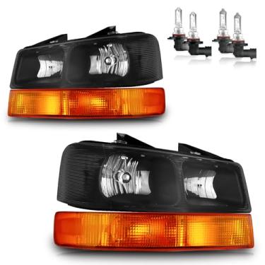 Imagem de Vizotae Conjunto de faróis para Chevy Express 2003-2023 1500 2500 3500 GMC Savana 1500 2500 3500 substituição de farol, farol alto/baixo com lâmpadas, lado do motorista e do passageiro