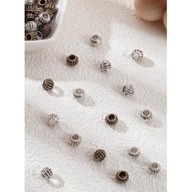 Imagem de 80 peças, 2 cores, contas europeias de liga de liga tibetana, bronze antigo e prata em forma de abóbora com orifício grande, berloque de fabricação de joias a granel para colar, pulseira e artesanato