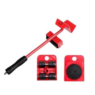 Imagem de Movimentador de Móveis Pesados com Rodízios, Kit para Geladeira e Fogão, Vermelho, Suporta 150kg, 8 Rodas, 33cm x 10cm