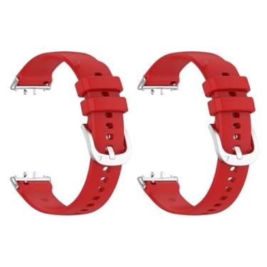 Imagem de Pacote com 2 pulseiras de relógio compatíveis com Samsung Galaxy Fit 3 SM-R390, pulseira esportiva de silicone macio, para mulheres e homens