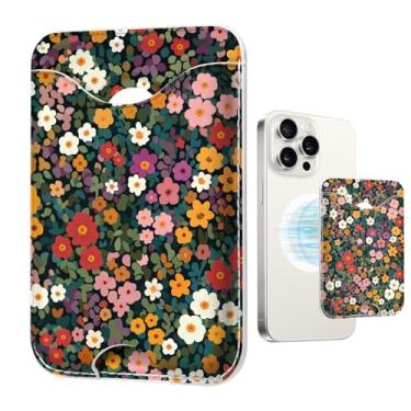 Imagem de TOXXU Carteira magnética floral retrô para Magsafe compatível com iPhone 17/16/15/14/13/12 Series Pro Max Plus Air (porta-cartão magnético para telefone com flores serve para 3 cartões para mulheres
