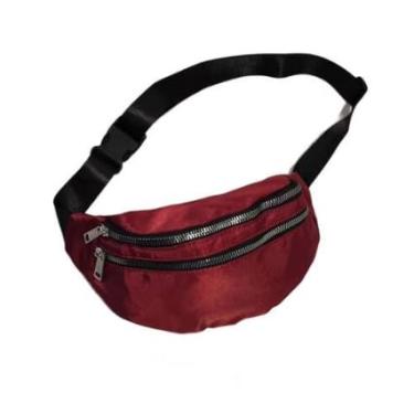 Imagem de Pochete Esportiva com 2 Compartimentos – Ideal para Celular, Academia e Corrida | Alça Ajustável, Zíper Resistente e Material Impermeável | Leve, Segura e Confortável (Vinho)