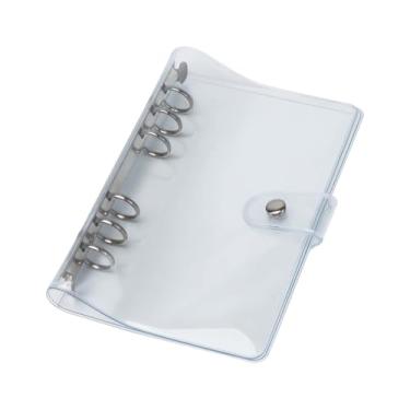 Imagem de Capa de fichário A6 prata 6 anéis com camada intermediária de PVC macio transparente pasta planejadora de bolso protetor de caderno de orçamento recarregável para acessórios de encadernação (A6)
