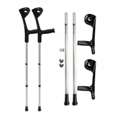 Imagem de Muleta Canadense Desmontável Fixa POP 110KG Preto Sequencial Reabilita