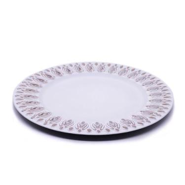 Imagem de Sousplat para Prato de Mesa Decorativo Branco Com Flores Em Rose 33cm 