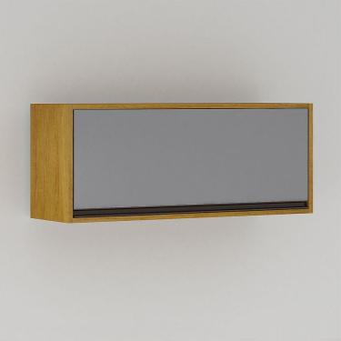 Imagem de Armário De Cozinha Nala Aéreo Geladeira 1 Porta Mobilihouse Cinamomo/cinza Acetinado