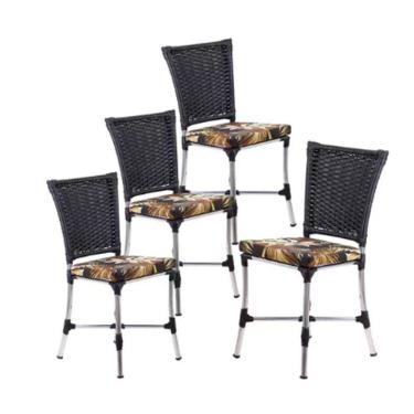 Imagem de Kit 4 Cadeiras Angra Em Aluminio Com Almofada Trama Original Tabaco