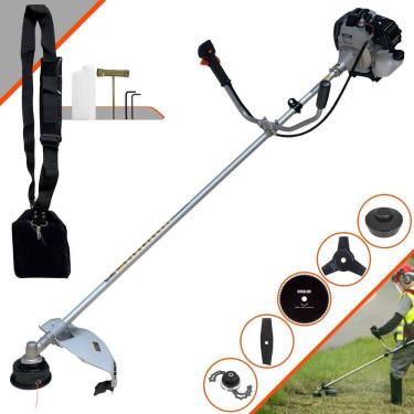 Imagem de Roçadeira Com Sistema Antivibração Toyama TBC43H À Gasolina 2T 43cc 12000rpm 1,7HP de Potência Com Kit 3 Lâminas de Corte, Trimmer e Carretel de Nylon