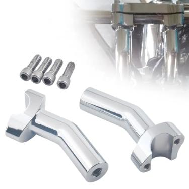 Imagem de FINMOKAL Elevadores de guidão de 10 cm de altura para guidão de 2,5 cm, compatível com Harley Dyna/Street bob/Softail/Sportster e outros modelos (cromado)