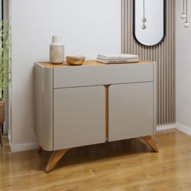 Imagem de Buffet para Sala de Jantar Laqueado 100% MDF 2 Portas 92cm Pés Madeira